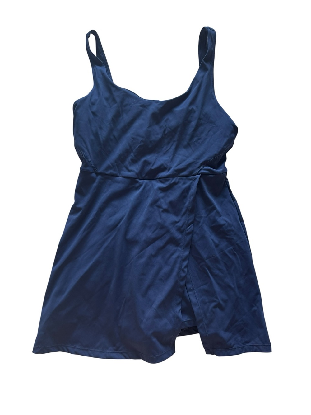 Navy Blue Sleeveless Athletic Wrap Dress